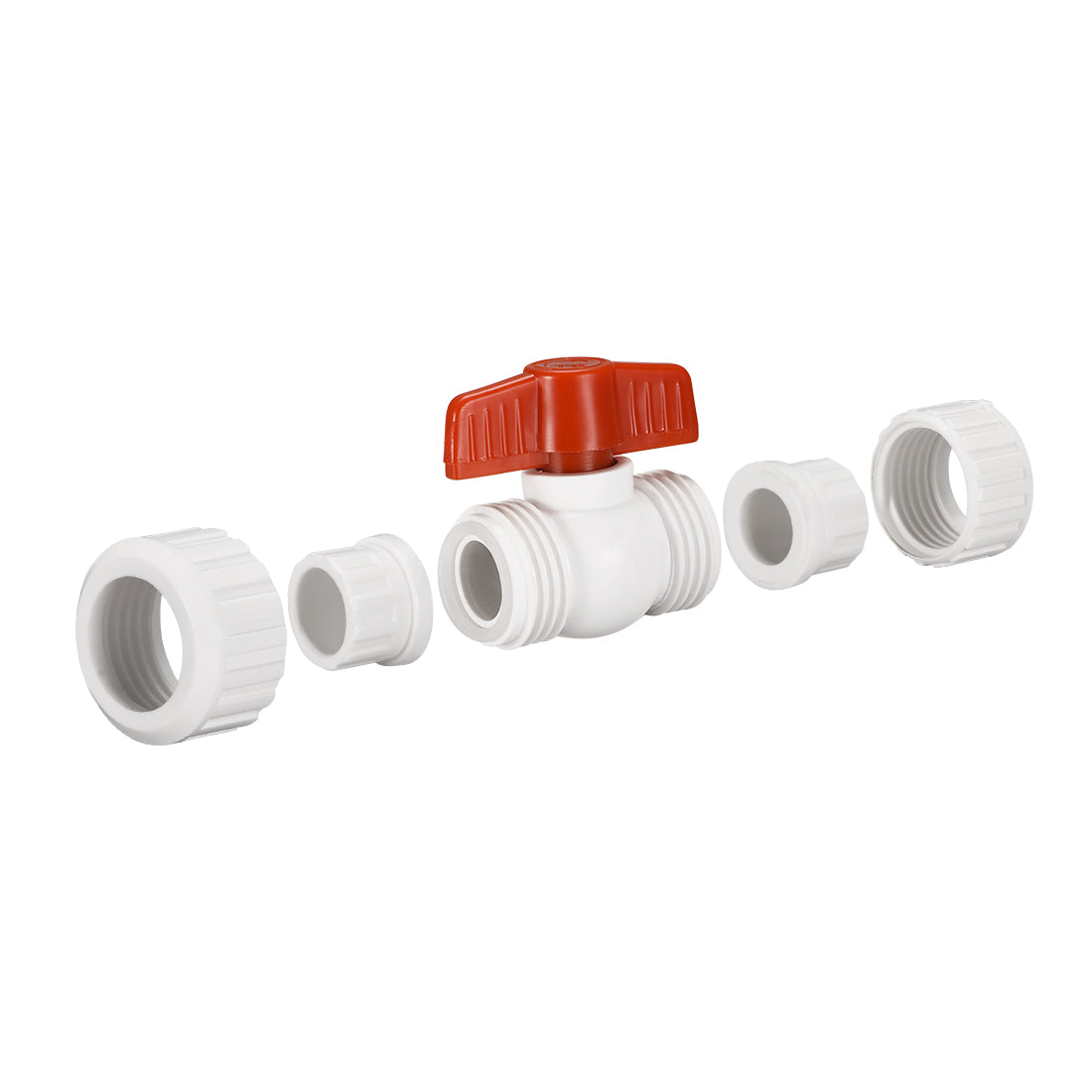 Uxcell Uxcell Double Union Ball Valve, 24mm Inner Diameter, Socket Type, PPR White Red 2Pcs