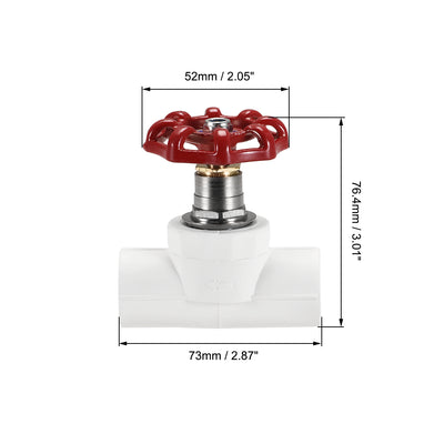 Harfington Uxcell Gate Valve Socket, 20mm Inner Diameter, for Control Water Flow, PPR White Red 2Pcs