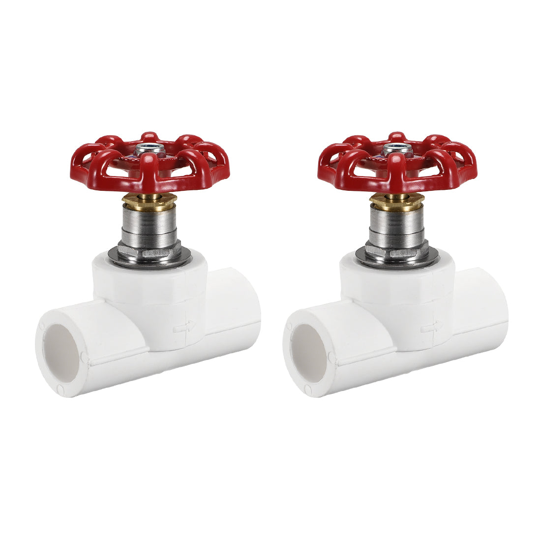 uxcell Uxcell Gate Valve Socket, 20mm Inner Diameter, for Control Water Flow, PPR White Red 2Pcs