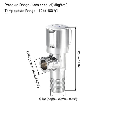 Harfington Uxcell Eckventil Wasserabsperrventil G1/2 Außen Gewinde 2 Wege Rotary Vernickelt Messing mit Ornament Abdeckung