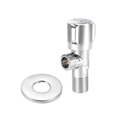 Harfington Uxcell Eckventil Wasserabsperrventil G1/2 Außen Gewinde 2 Wege Rotary Vernickelt Messing mit Ornament Abdeckung