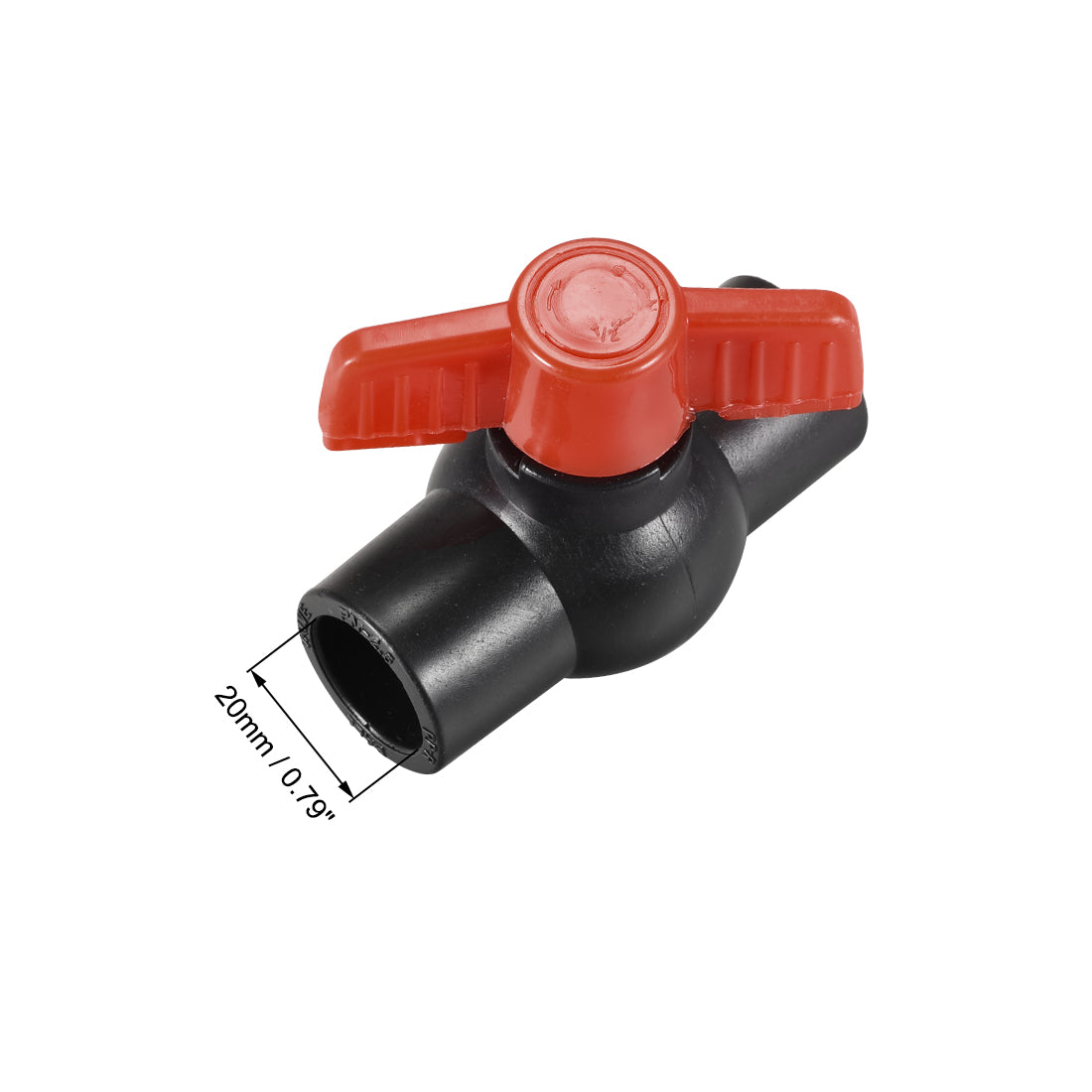 Uxcell Uxcell Ball Valve, 40mm Inner Diameter, Socket Type, for Control Water Flow, PE Black Red 2Pcs