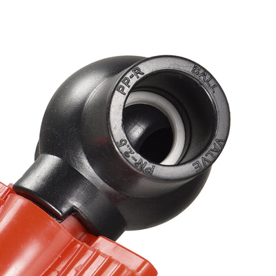 Harfington Uxcell Ball Valve, 40mm Inner Diameter, Socket Type, for Control Water Flow, PE Black Red 2Pcs