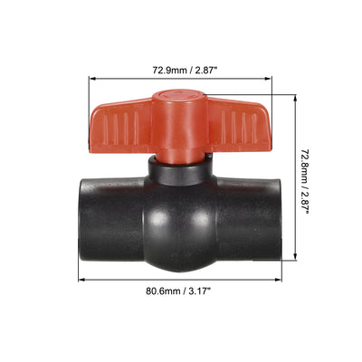 Harfington Uxcell Ball Valve, 25mm Inner Diameter, Socket Type, for Control Water Flow, PE Black Red 5Pcs