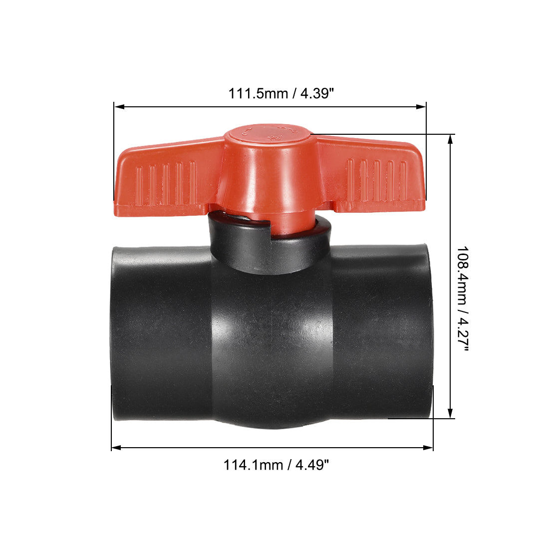 uxcell Uxcell Ball Valve,Inner Diameter, Socket Type, for Control Water Flow, PE Black Red