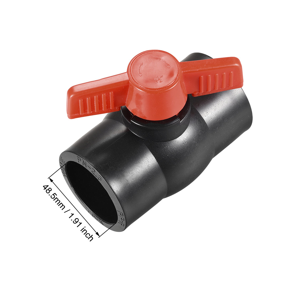 uxcell Uxcell Ball Valve,Inner Diameter, Socket Type, for Control Water Flow, PE Black Red