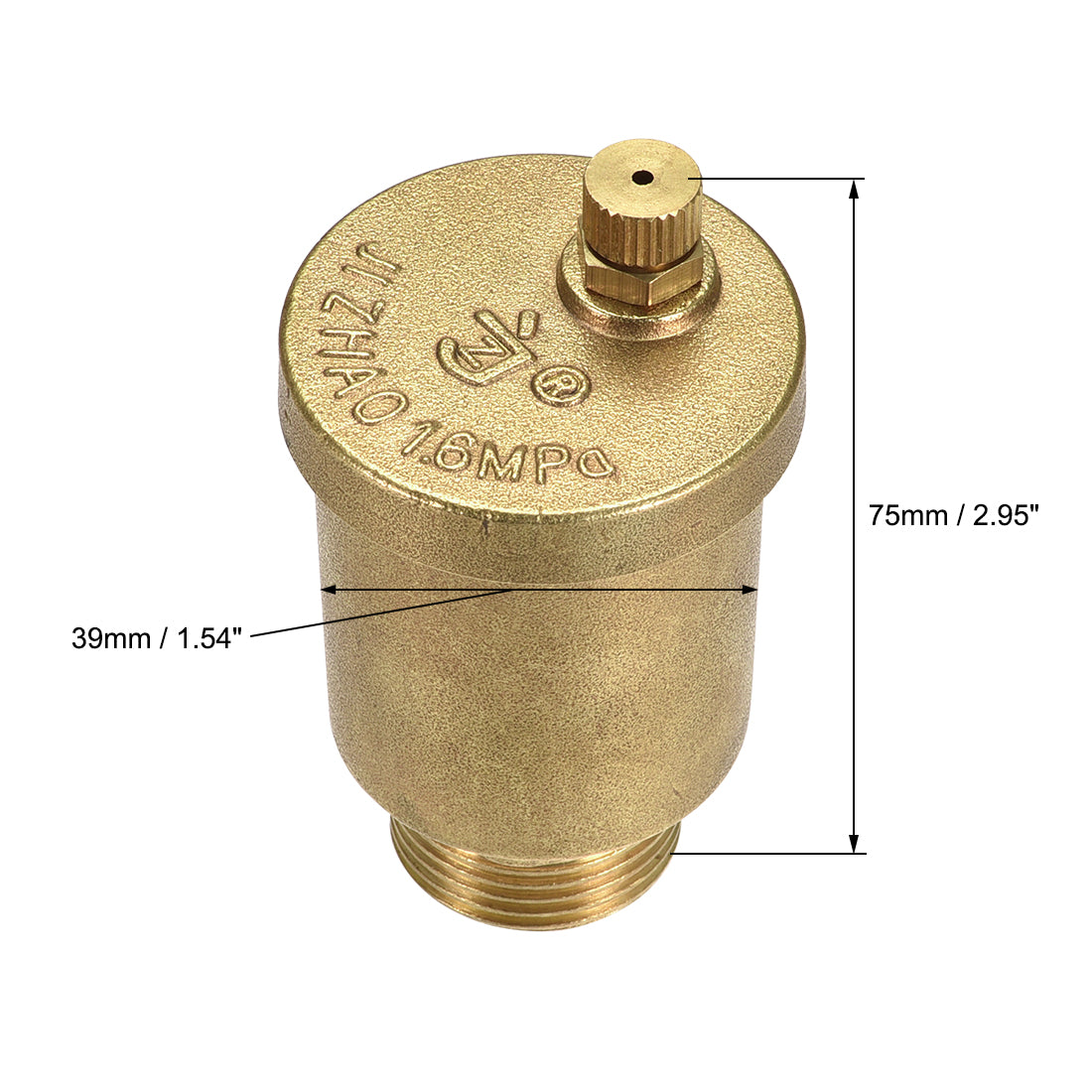 Uxcell Uxcell G1/2 Male Thread Air Vent Valve Brass Air Release Valve 39mm Outer Diameter Bleeder Valve