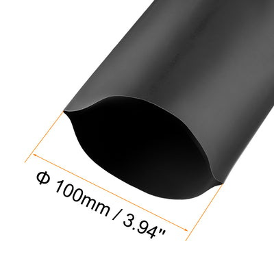 Harfington Uxcell Schrumpfschlauch 4"(100mm) Durchm. 162mm flache Breite 2:1 Verhältnis Kabelhülse 1m schwarz