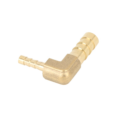 Harfington 2 Pcs 8mm to 4mm Brass Barb Hose 90 Degree L Shape Reducer Splicer Fitting for Car