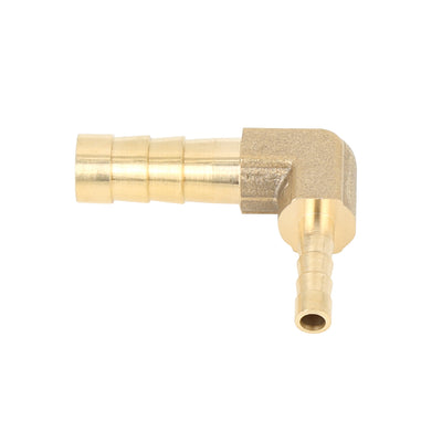 Harfington 2 Pcs 8mm to 4mm Brass Barb Hose 90 Degree L Shape Reducer Splicer Fitting for Car