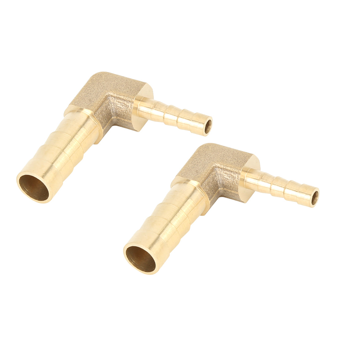 Harfington 2 Pcs 8mm to 4mm Brass Barb Hose 90 Degree L Shape Reducer Splicer Fitting for Car