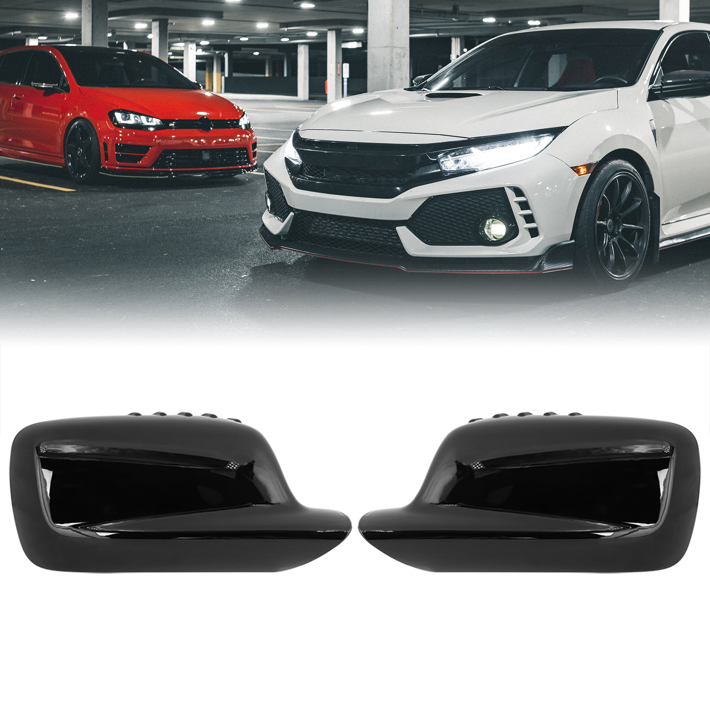 X AUTOHAUX 2Pcs Car Mirror Covering Cap Replacement for BMW E46 E65 E66 745i 750i 323Ci 325Ci 328Ci Gloss Black 51167074236,51167074235