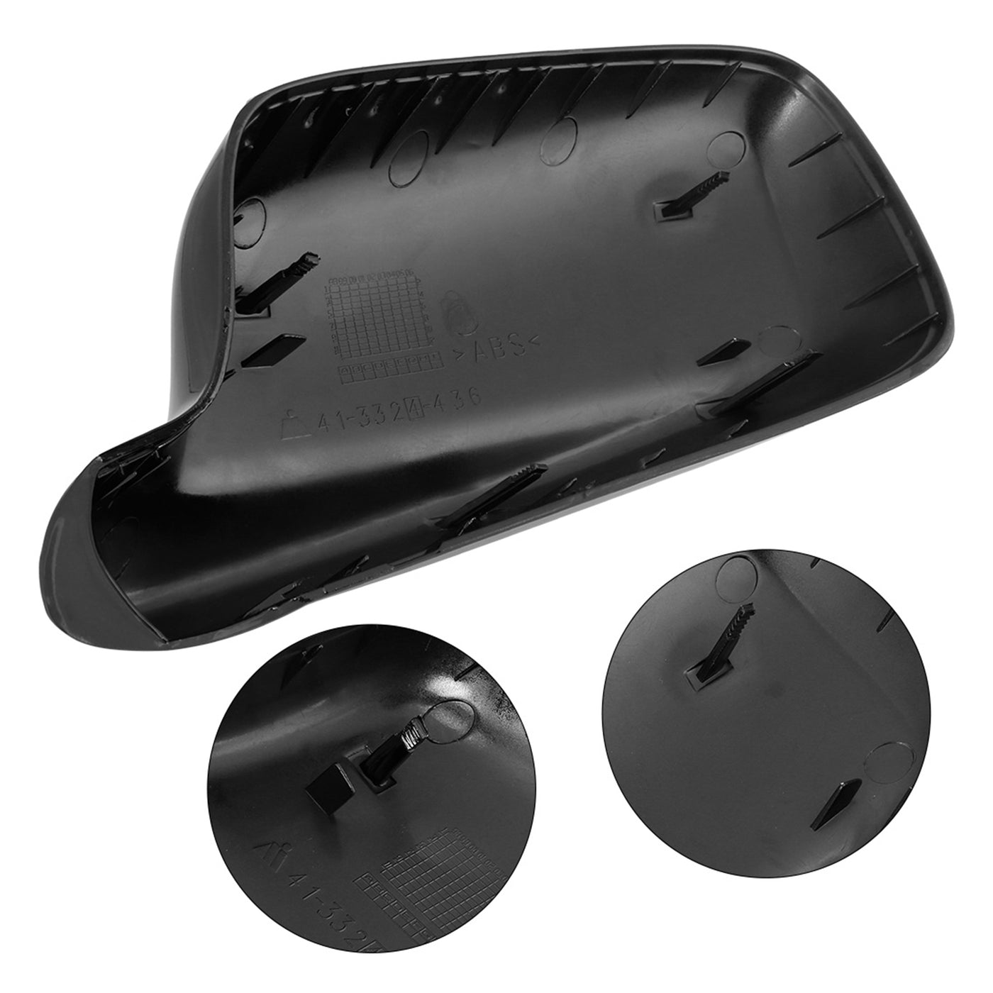 X AUTOHAUX 2Pcs Car Mirror Covering Cap Replacement for BMW E46 E65 E66 745i 750i 323Ci 325Ci 328Ci Gloss Black 51167074236,51167074235