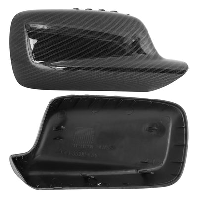 Harfington 2Pcs Car Mirror Covering Cap Replacement for BMW E46 E65 E66 745i 750i 323Ci 325Ci 328Ci Carbon Fiber Pattern 51167074236,51167074235