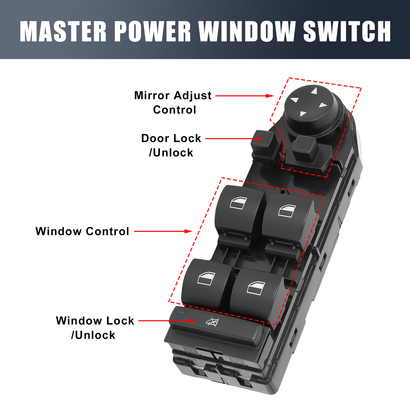 X AUTOHAUX 61313414355 Automobile Fensterheber Schaltelement Hauptschalter für elektrische Fensterheber vorne links für 2004–2010 für BMW X3