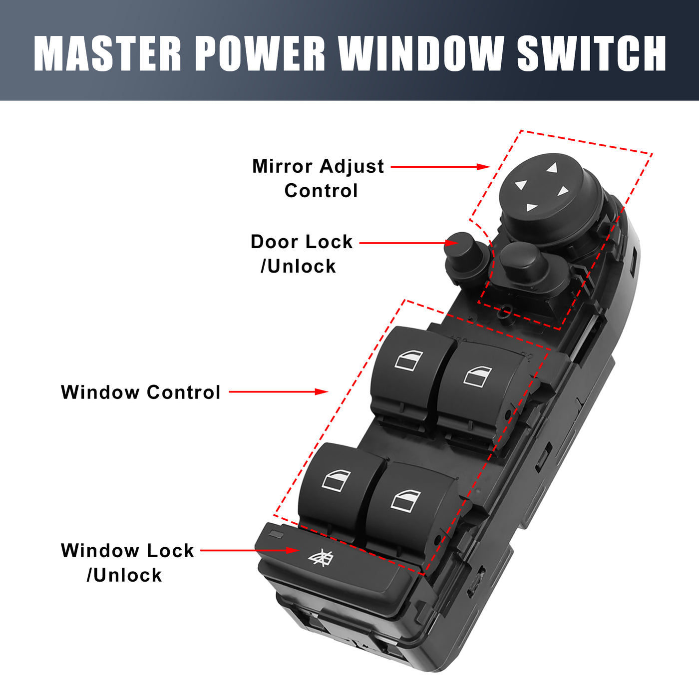 X AUTOHAUX Master Driver Side Power Window Switch 61319122121 Replacement for BMW X5 2007-2013 for BMW X6 2008-2014