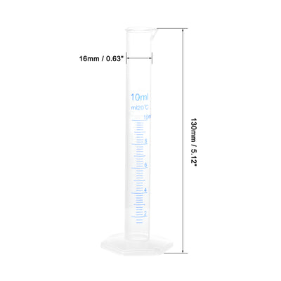 Harfington Uxcell 4Stk. Kunststoff Messzylinder 10ml Messzylinder Wissenschaft Reagenzglas Becher 2-Seitliche metrische Markierung Durchsichtige Sechskantbasis für Labor Haus