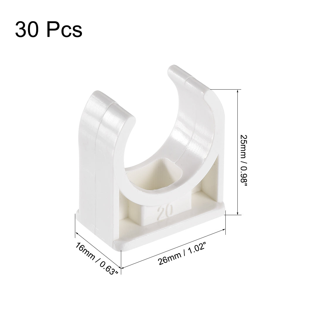 uxcell Uxcell PVC Pipe Clamps Clip, for TV Trays Tubing Hose Hanger Support Pex Tubing 30Pcs