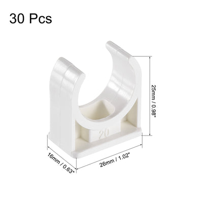 Harfington Uxcell PVC Pipe Clamps Clip, for TV Trays Tubing Hose Hanger Support Pex Tubing 30Pcs