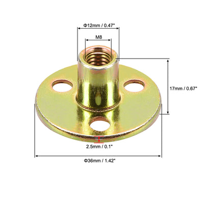 Harfington Uxcell M10 Brad Hole Tee Nut Carbon Steel T-Nuts Furniture Hardware Flange Insert Female Thread with Screws 10pcs