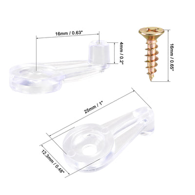 Harfington Uxcell Glass Retainer Clips Kit, 50Pack 4mm Cabinet Glass Clips W/ Screws (Clear)