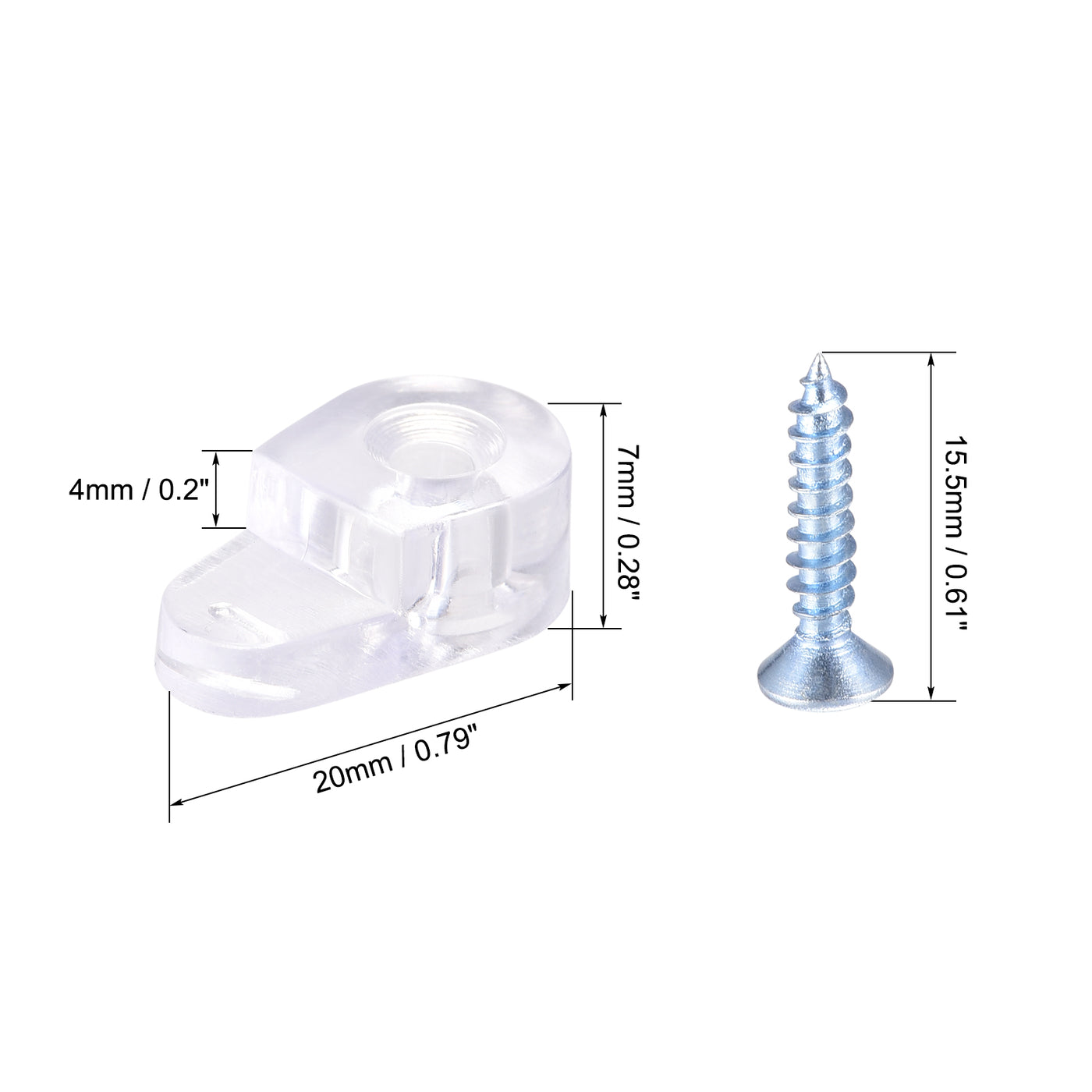 uxcell Uxcell 50 Set Glasklemmen Kit Schranktür Klammern Spiegelhalter mit Schrauben 20mmx11mm für Türen Fenster