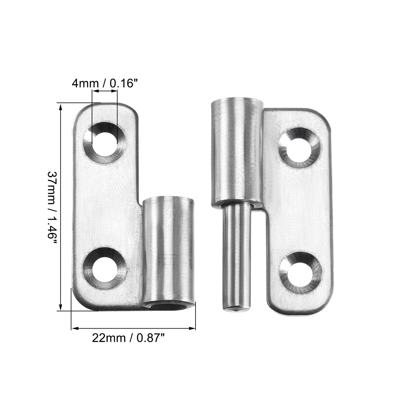 uxcell Uxcell Lift Off Hinge , Left Handedness Mini Stainless Steel Hinge Detachable Slip Joint Small Flag Hinges 37mm Long 33mm Open Width 2pcs