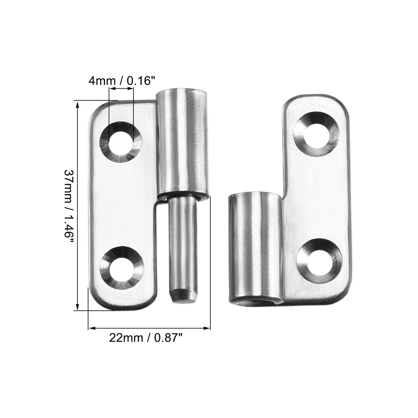 uxcell Uxcell Lift Off Hinge , Right Handedness Mini Stainless Steel Hinge Detachable Slip Joint Small Flag Hinges 37mm Long 33mm Open Width