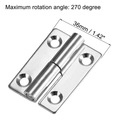 Harfington Uxcell Lift Off Hinge , Left Handedness Mini Stainless Steel Hinge Detachable Slip Joint Small Flag Hinges 50mm Long 36mm Open Width 2pcs