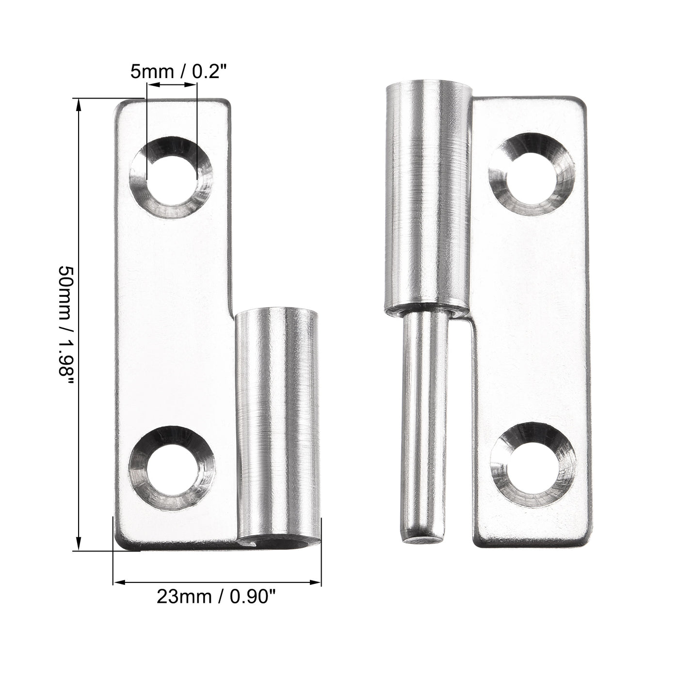 uxcell Uxcell Lift Off Hinge , Left Handedness Mini Stainless Steel Hinge Detachable Slip Joint Small Flag Hinges 50mm Long 36mm Open Width 2pcs