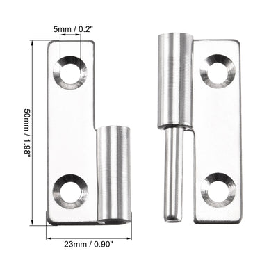 Harfington Uxcell Lift Off Hinge , Left Handedness Mini Stainless Steel Hinge Detachable Slip Joint Small Flag Hinges 50mm Long 36mm Open Width 2pcs