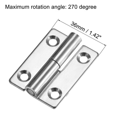 Harfington Uxcell Lift Off Hinge , Right Handedness Mini Stainless Steel Hinge Detachable Slip Joint Small Flag Hinges 50mm Long 36mm Open Width 2pcs