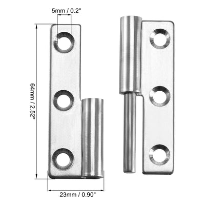 Harfington Uxcell Lift Off Hinge , Left Handedness Mini Stainless Steel Hinge Detachable Slip Joint Small Flag Hinges 64mm Long 37mm Open Width 2pcs