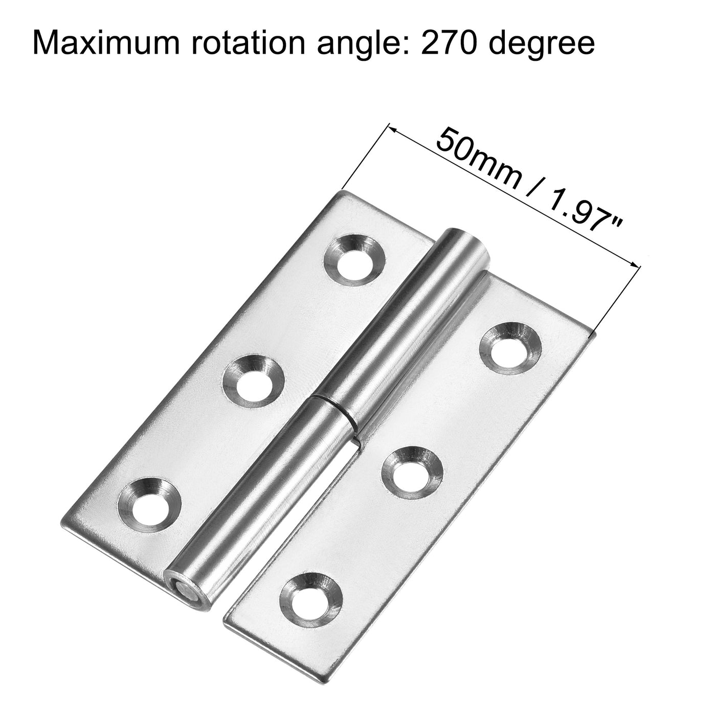 uxcell Uxcell Lift Off Hinge , Left Handedness Mini Stainless Steel Hinge Detachable Slip Joint Small Flag Hinges 75mm Long 50mm Open Width 2pcs