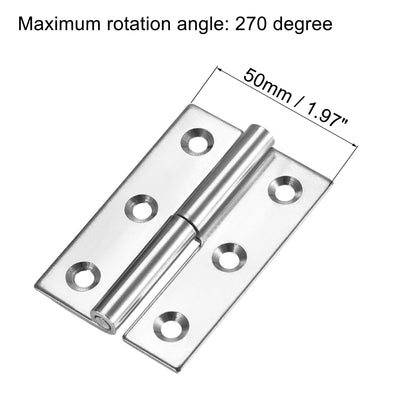 Harfington Uxcell Lift Off Hinge , Right Handedness Mini Stainless Steel Hinge Detachable Slip Joint Small Flag Hinges 75mm Long 50mm Open Width 2pcs