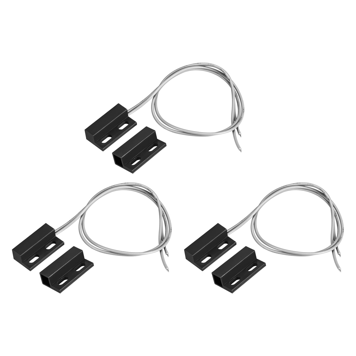 uxcell Uxcell Wired Door Contact Sensor NO Surface Mount Magnetic Reed Switch Black 3 Pcs