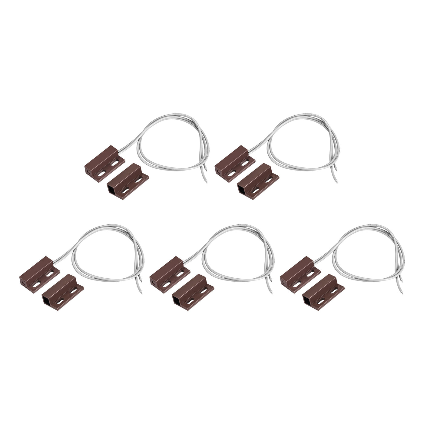 uxcell Uxcell Wired Door Contact Sensor NO Surface Mount Magnetic Reed Switch Brown 5 Pcs