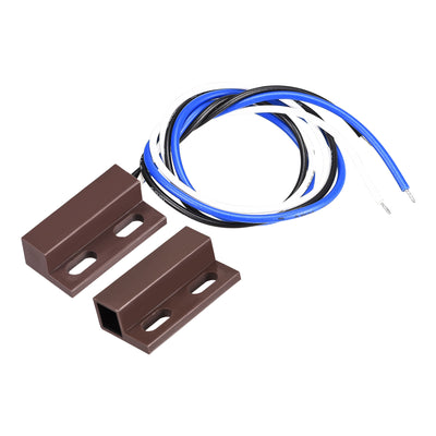 Harfington Uxcell Wired Door Contact Sensor NO NC Surface Mount Magnetic Reed Switch Brown