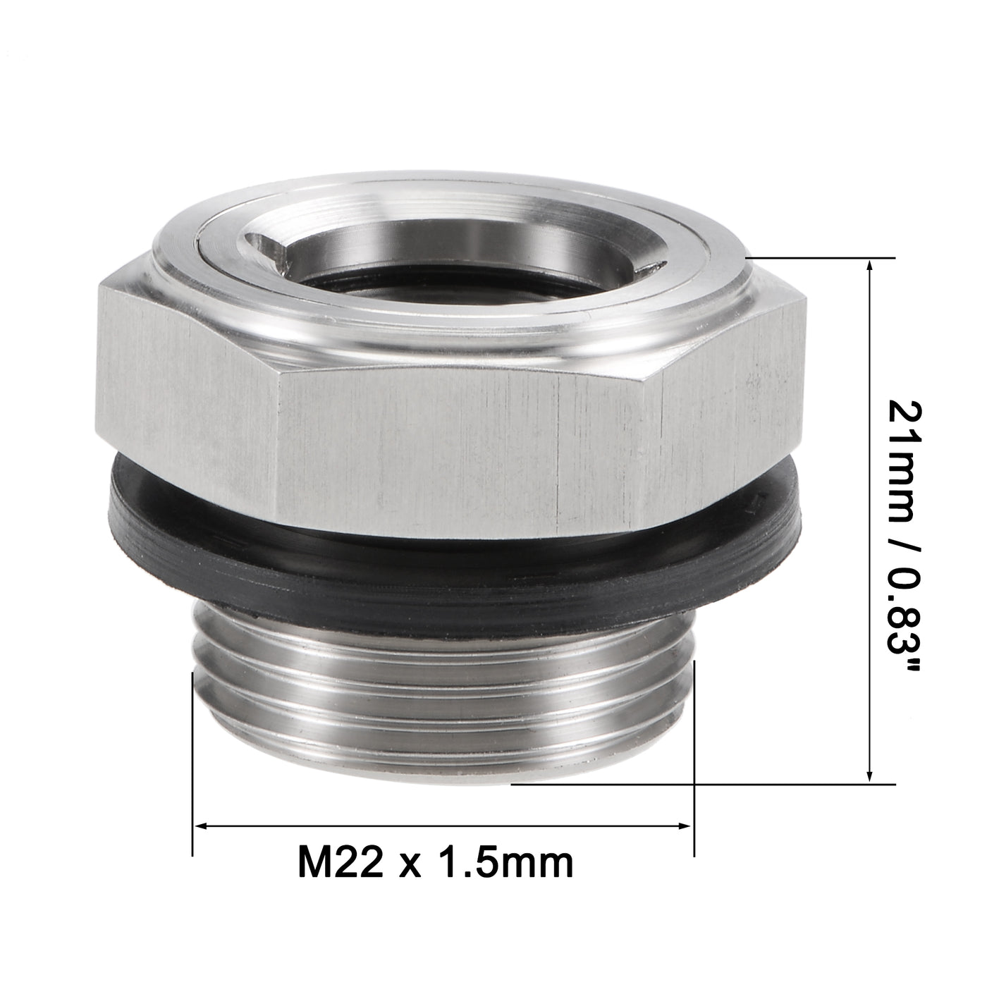 Uxcell Uxcell Oil Liquid Level Gauge Sight Glass M18x1.5mm Male Threaded 304 Stainless Steel Air Compressor Fittings with Gasket, Silver Tone