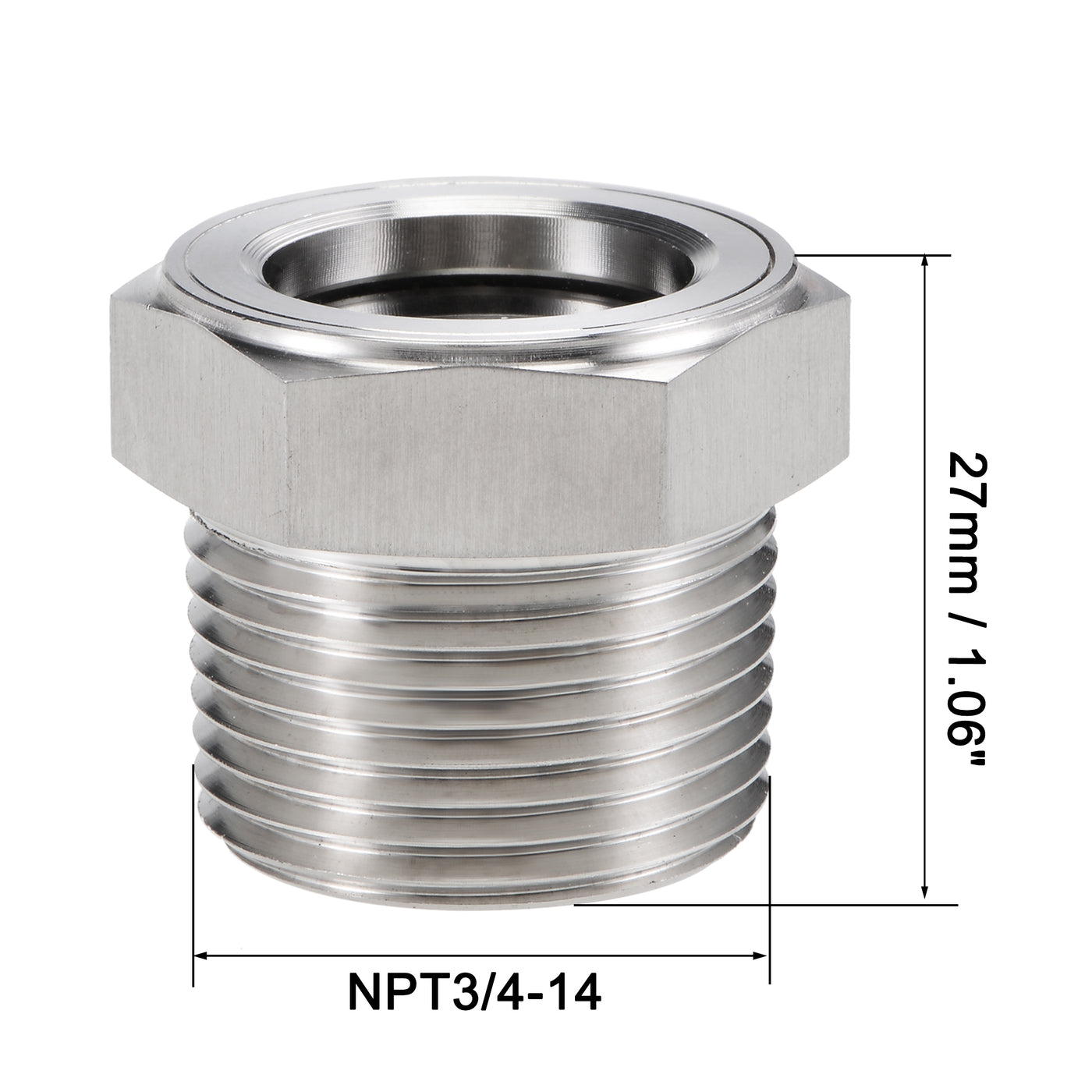 uxcell Uxcell Oil Liquid Level Gauge Sight Glass NPT Male Threaded 304 Stainless Steel Air Compressor Fittings with Gasket