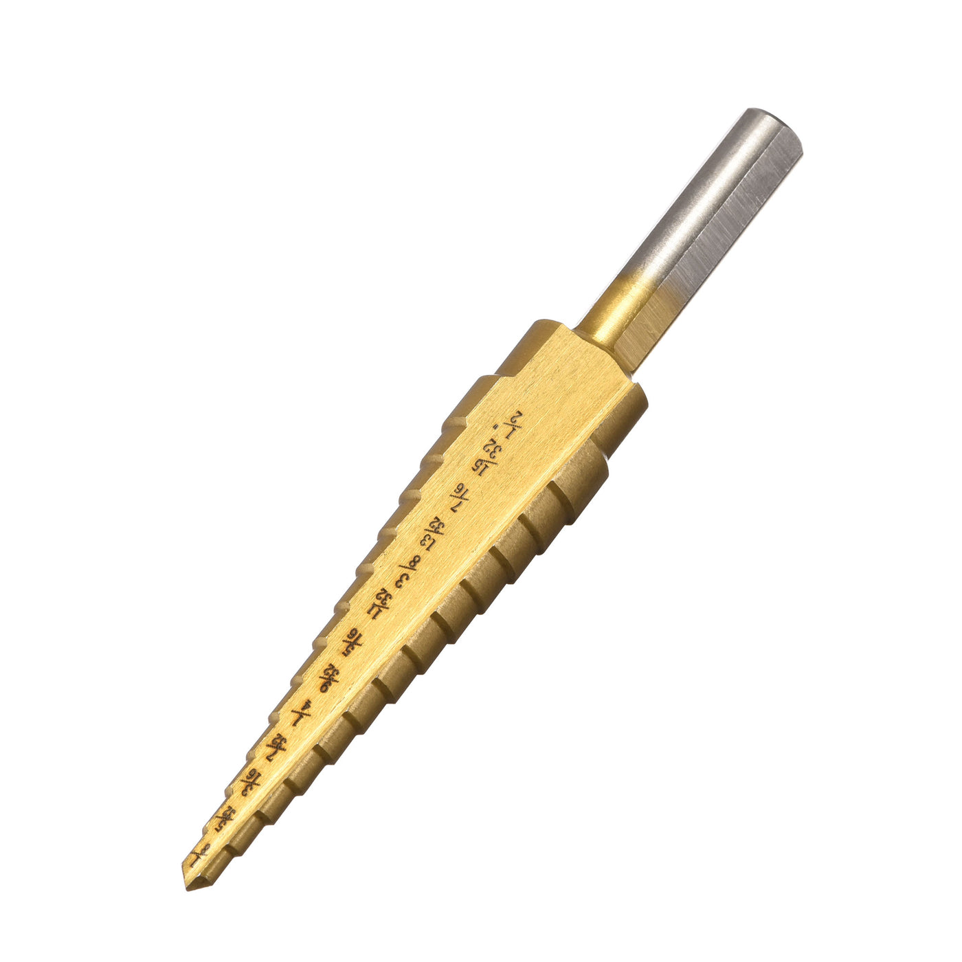 uxcell Uxcell Step Drill Bit HSS4241 1/8" to 1/2" 13 Sizes Straight Flutes Triangular Shank for Metal Wood Plastic