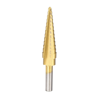 Harfington Uxcell Step Drill Bit HSS4241 1/8" to 1/2" 13 Sizes Straight Flutes Triangular Shank for Metal Wood Plastic