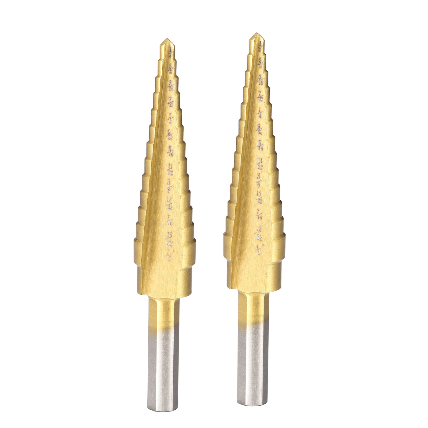 uxcell Uxcell Step Drill Bit HSS4241 1/8" to 1/2" 13 Sizes Straight Flutes Triangular Shank for Metal Wood Plastic 2Pcs