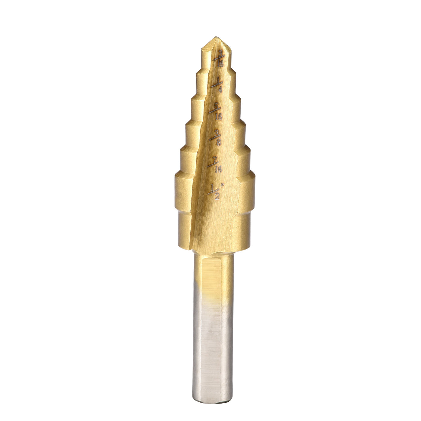 uxcell Uxcell Step Drill Bit HSS4241 3/16" to 1/2" 6 Sizes Straight Flutes Triangular Shank for Metal Wood Plastic