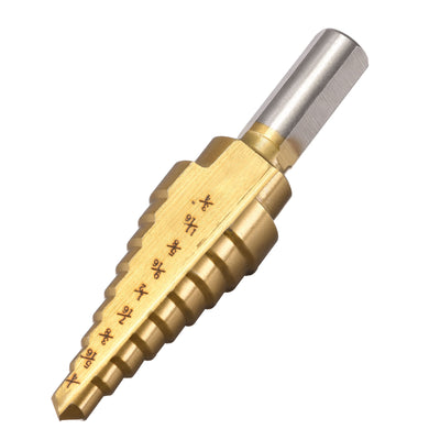 Harfington Uxcell Step Drill Bit HSS4241 1/4" to 3/4" 9 Sizes Straight Flutes Triangular Shank for Metal Wood Plastic