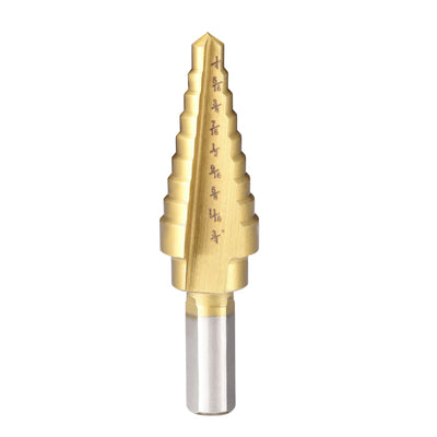 Harfington Uxcell Step Drill Bit HSS4241 1/4" to 3/4" 9 Sizes Straight Flutes Triangular Shank for Metal Wood Plastic