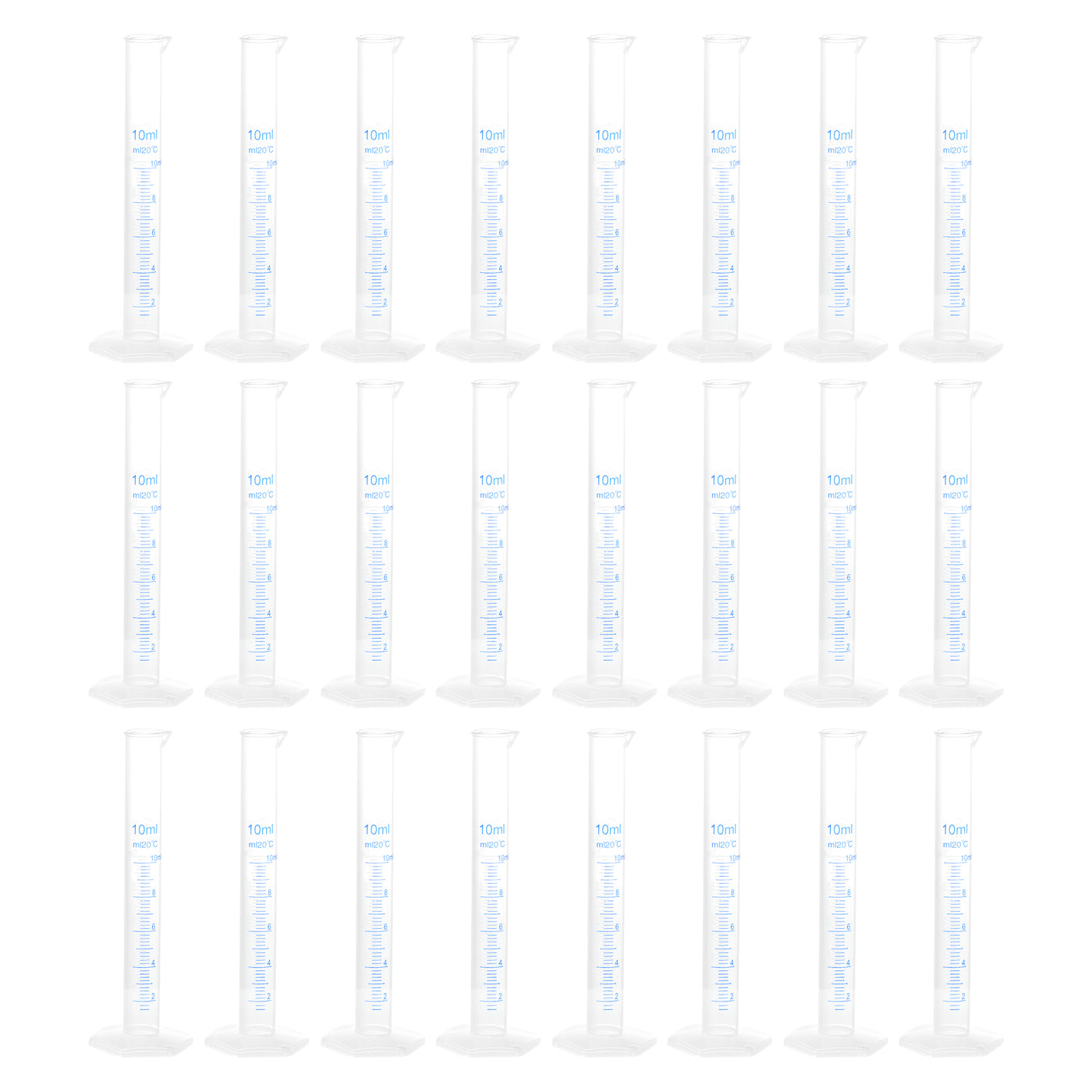 uxcell Uxcell Plastic Graduated Cylinder, 10ml Measuring Cylinder 2-Sided Metric Marking 24Pcs