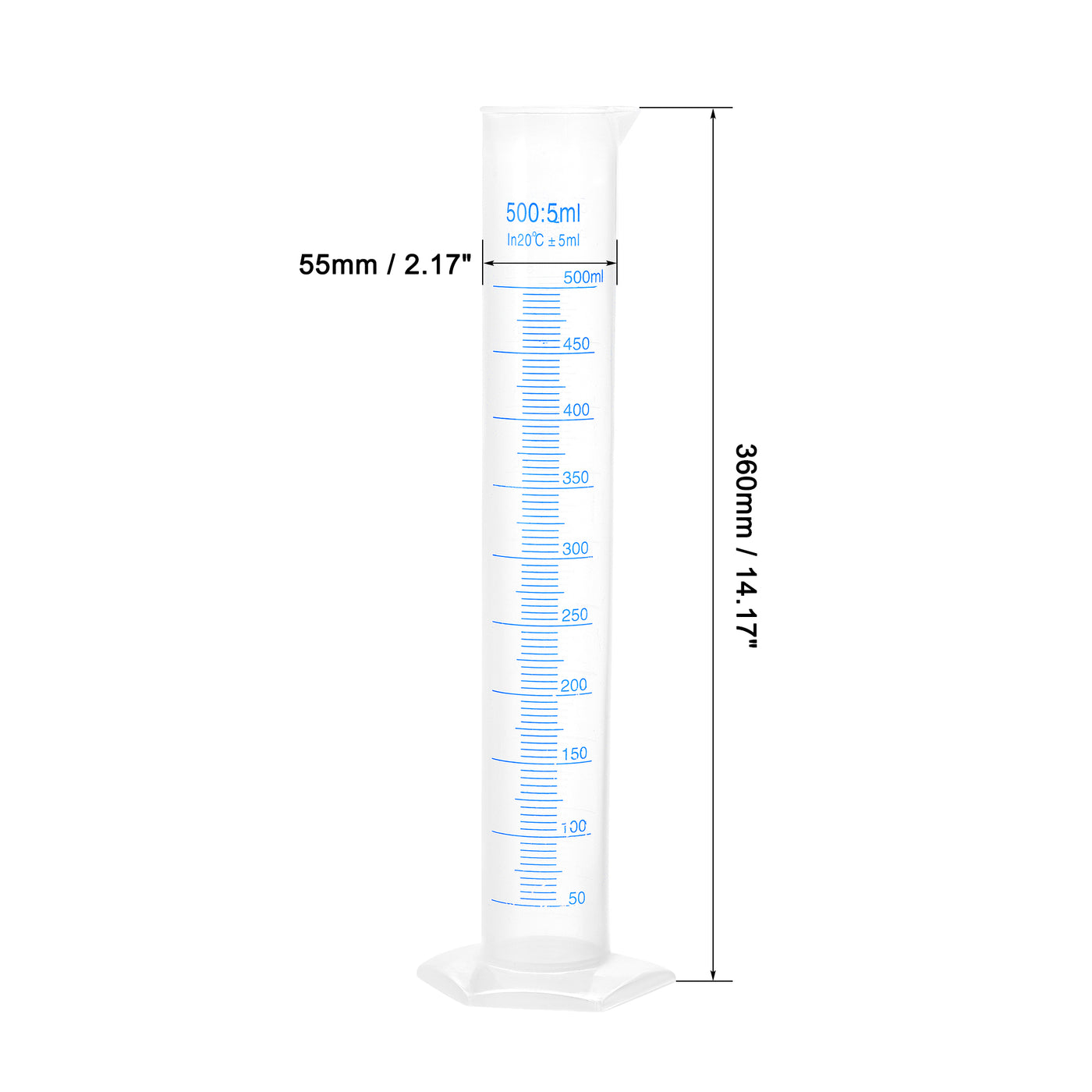 uxcell Uxcell Plastic Graduated Cylinder, 500ml Measuring Cylinder 2-Sided Metric Marking 2Pcs