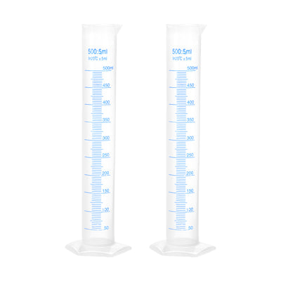 Harfington Uxcell Plastic Graduated Cylinder, 500ml Measuring Cylinder 2-Sided Metric Marking 2Pcs