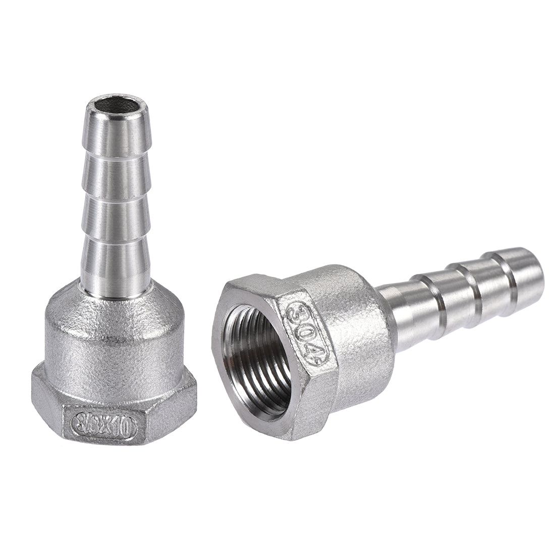 uxcell Uxcell 304 Stainless Steel Hose Barb Fitting Coupler 10mm Barb G3/8 Female Thread